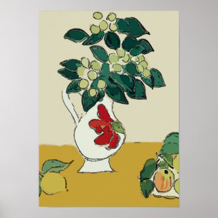 Blommor, vita Vas, efter Matisse Poster