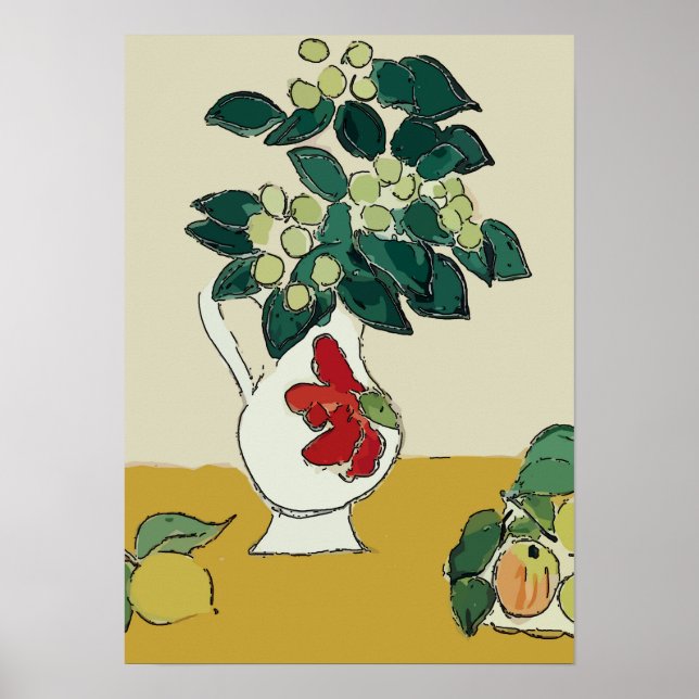 Blommor, vita Vas, efter Matisse Poster (Framsidan)