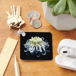 Blommor White Chrysanthemum Nyckelring