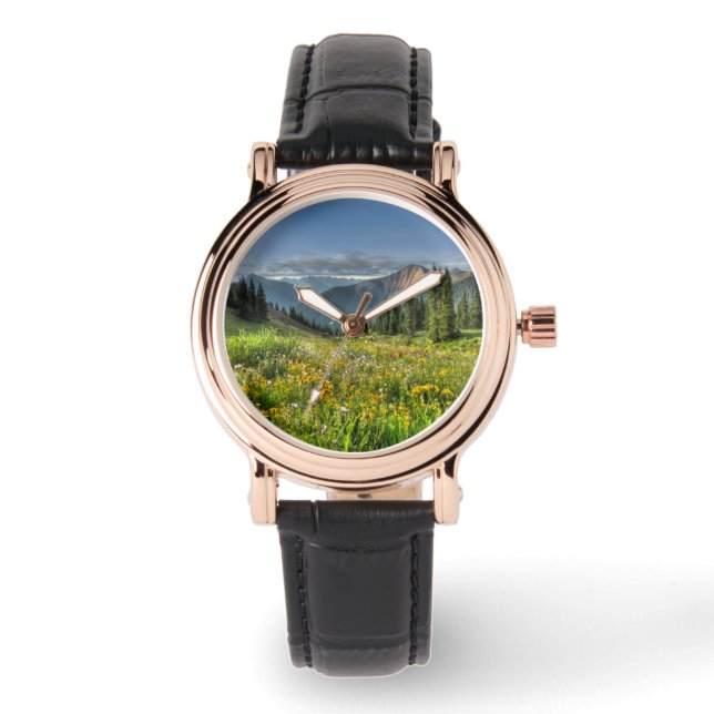 Blommor | Wildblommor Silverton Colorado Armbandsur (Framsida)
