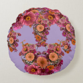 Blommor Zinnia Bouquet Maureen Girard Färgrik Rund Kudde