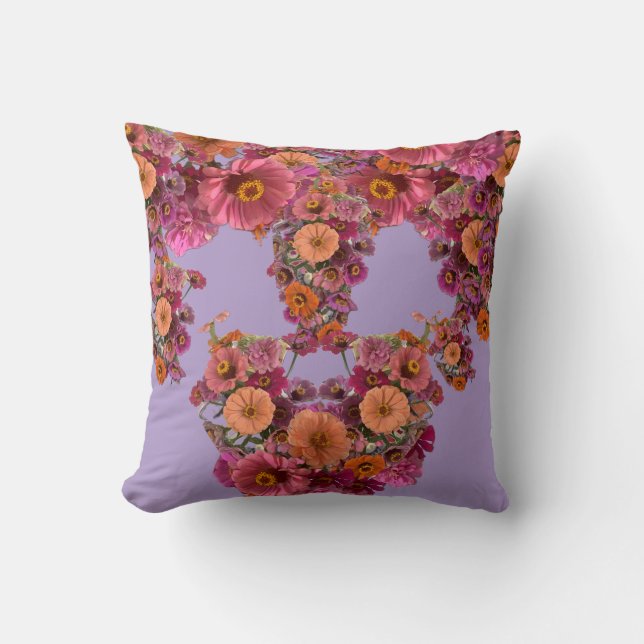 Blommor Zinnia Bukett Maureen Girard Färgrik Kudde (Framsida)