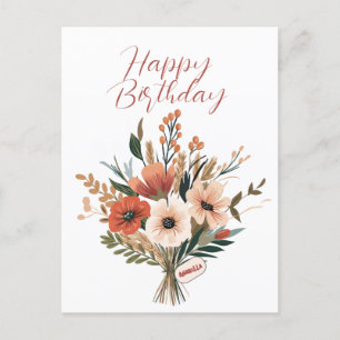 Blommornas eget namn Grattis på födelsedagen Vykort