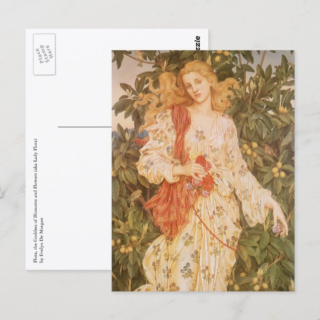 Blommornas och blomsters gudinna, Flora av Morgan Vykort (Fram/baksida)