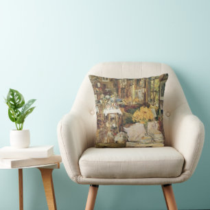 Blommornas rum av Childe Hassam, Vintage Fine Art Kudde