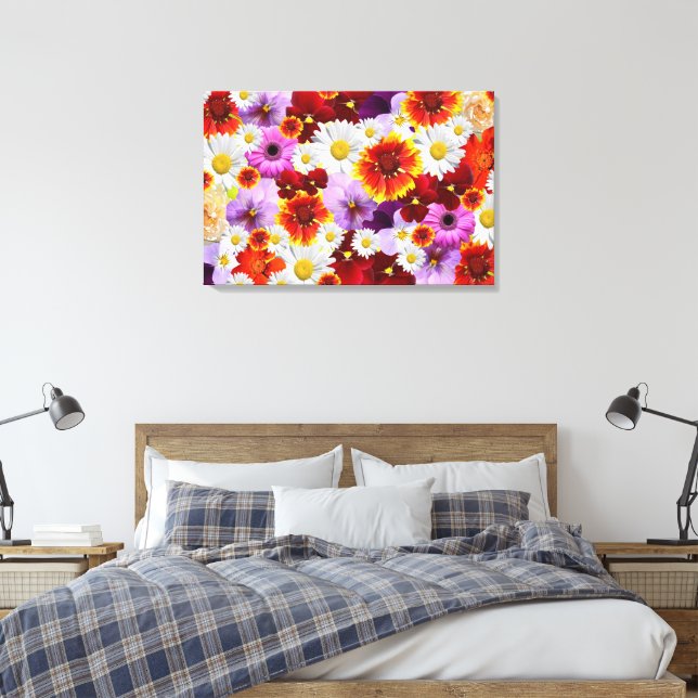 Blommors mosaik utsträckt canvastryck (Insitu (sovrum))