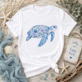 Blommotiv Havssköldpadda Keramik Konst T Shirt