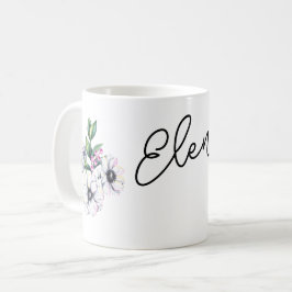 Blommotiv och eget namn kaffemugg