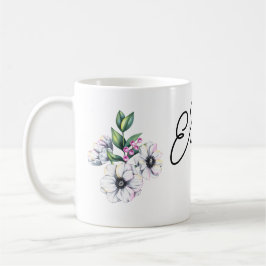 Blommotiv och eget namn kaffemugg