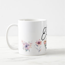 Blommotiv och eget namn kaffemugg