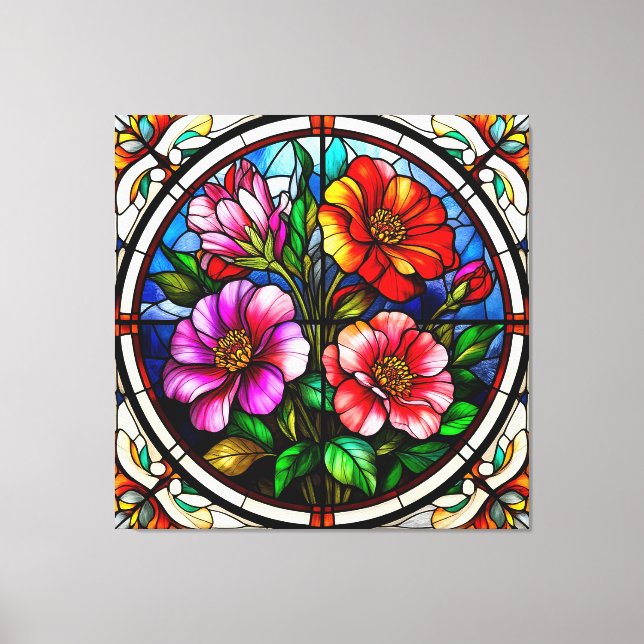 Blommotiv och livfulla blommor canvastryck (Framsida)