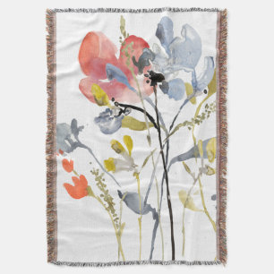 Blommövertäckning - Pastellblommor med vattenfä Filt