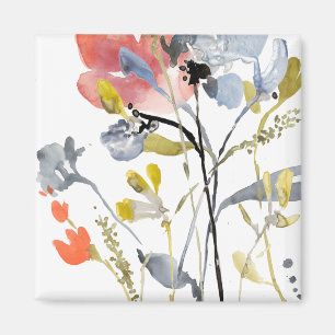 Blommövertäckning - Pastellblommor med vattenfärg Magnet