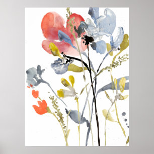 Blommövertäckning - Pastellblommor med vattenfärg Poster