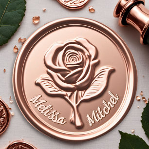 Blommsälstecken för lyxolja Ro Guld Faux Vax Flowe Runt Klistermärke