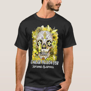 Blommsocker Skull Vi Bäror Gult för Sarcoma Awar T Shirt