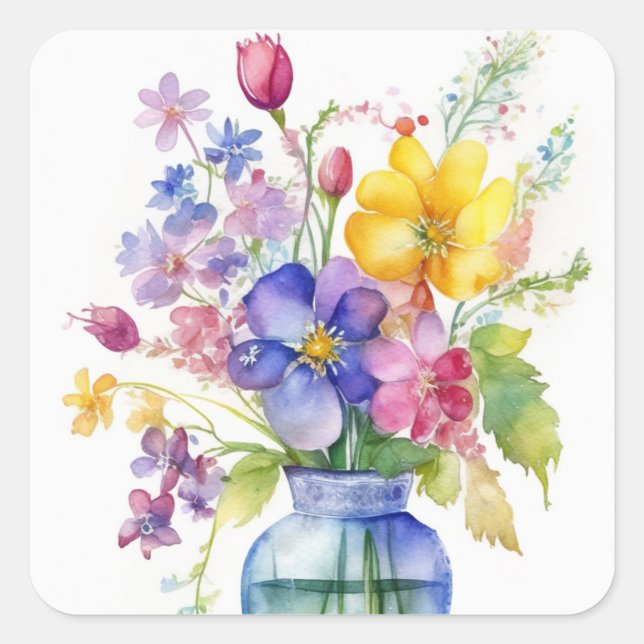 Blommstiftare Fyrkantigt Klistermärke (Framsida)