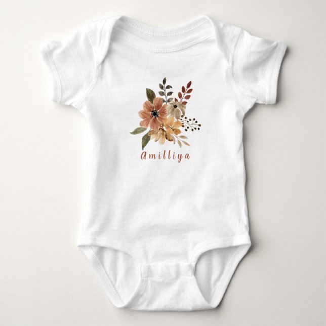 Blommtryck Personligt Namn Söt Modern  T Shirt (Framsida)