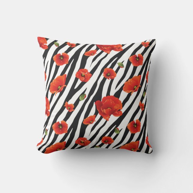 Blommzebra, sömlös mönster kudde (Framsida)