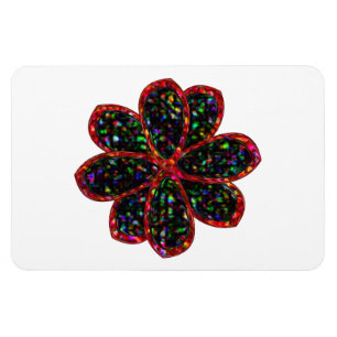 Blomnät av svart och röd Glitter Magnet