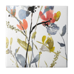 Blomövertäckning - Vattenfärgslådor och vattenfärg Kakelplatta
