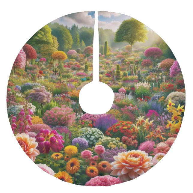 Blomparadis Trädskört Färgrik Trädgårdskonst Julgransmatta Borstad Polyester (Framsidan)