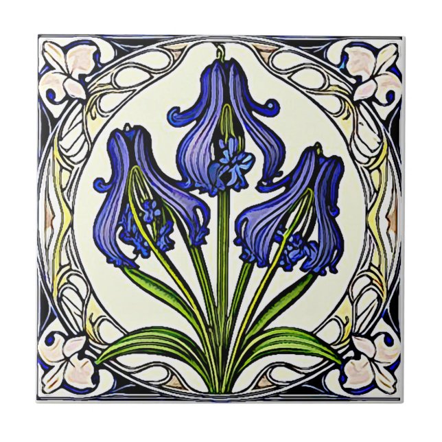 Blompatroner i art nouveau 1 kakelplatta (Framsidan)