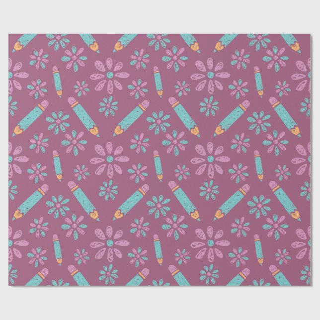 Blompennskola: Sömlös omslagning Papper Presentpapper (Platt)