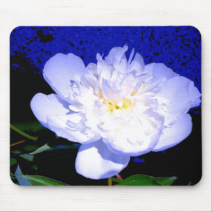 Blompetig blomma av vit lila blommigt musmatta