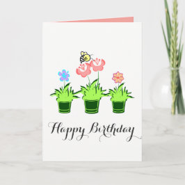 Blomplantor i "Grattis på födelsedagen" med bikort Kort