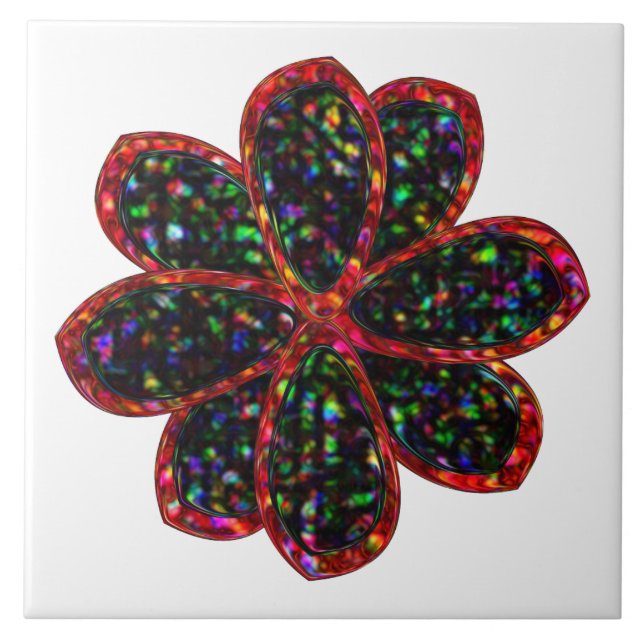 Blomplattan Black and Red Glitter Kakelplatta (Framsidan)