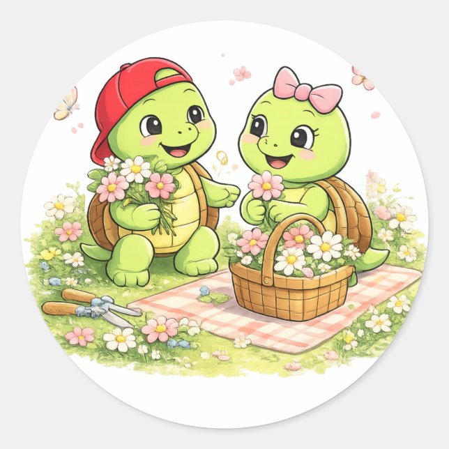Blomplockning Runt Klistermärke (Framsida)