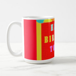 Blomröd plus blandad färg grattis på födelsedagen kaffemugg