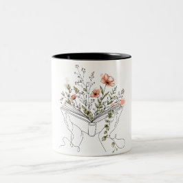 Bloms bok botaniska linjekonst kaffemugge Två-Tonad mugg