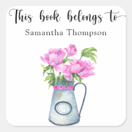 Blomsaft - detta tillhör i bok till fyrkantigt klistermärke