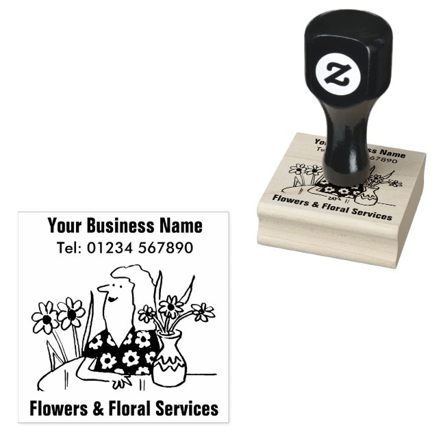 Blomservice, blomsterbutik gummistämpel stämpel (Stämplad)