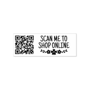 Blomskanna Mig För Att Handla Din QR-kod Självfärgande Stämpel