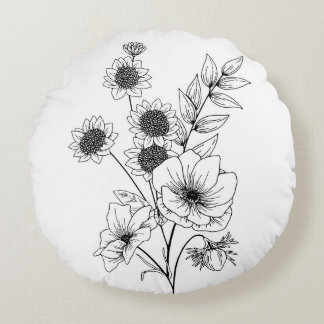 Blomskiss rund kudde