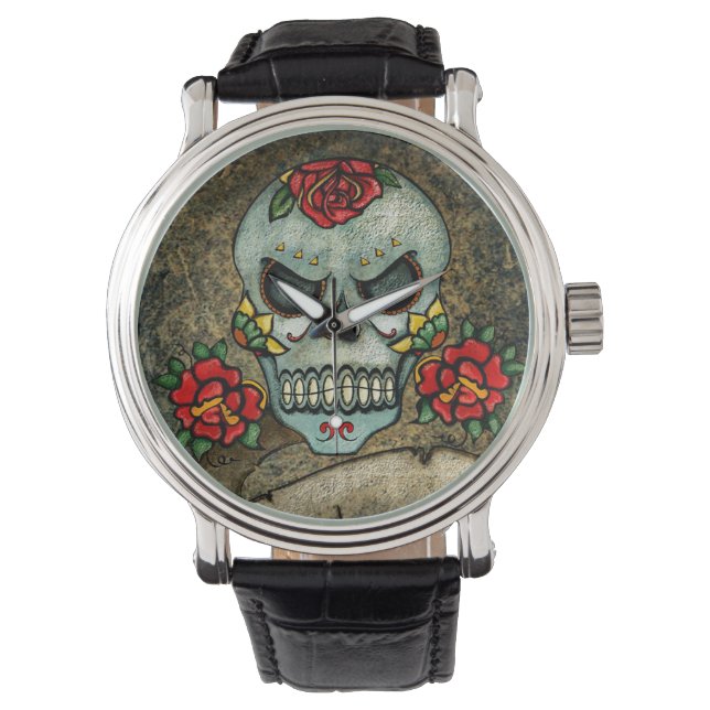 Blomsocker Skull Armbandsur (Framsida)