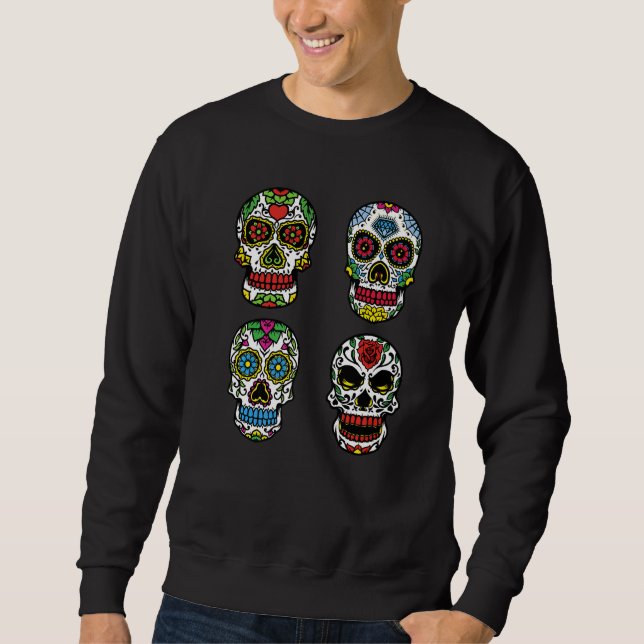 Blomsocker Skullens dag Muertos Dag för död H Lång Ärmad Tröja (Framsida)