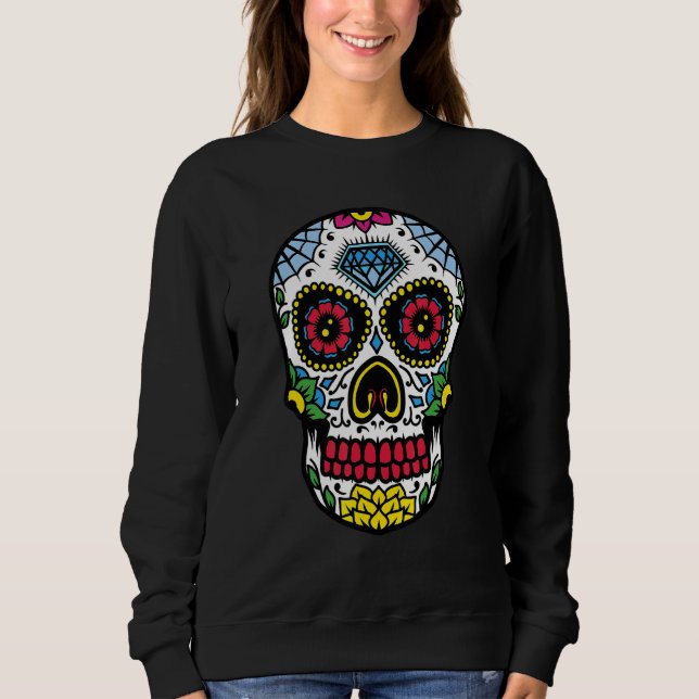 Blomsocker Skullens dag Muertos Dag för död H T Shirt (Framsida)