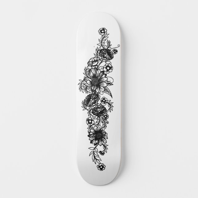 Blomstattoo Mini Skateboard Bräda 18,5 Cm (Framsida)
