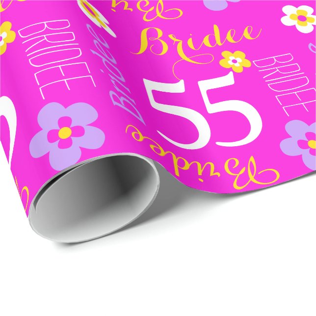 Blomster anpassat namn Bridee 55 födelsedagspresen Presentpapper (Rullad Hörn)