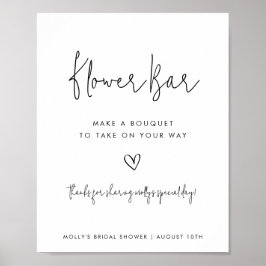 Blomster Bar Svart & Vitt Minimalistisk Skrift med Poster