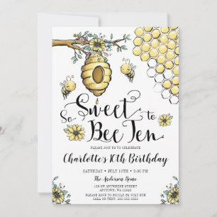 Blomster Bikupa Honung Så Söt Bina 10-årsdag Inbjudningar