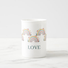 Blomster Boho Regnbåge Benporslinsmugg Benporslin Mugg