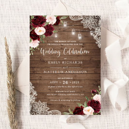 Blomster Burgundy Rosenskär Spets Träd Strängljus Inbjudningar