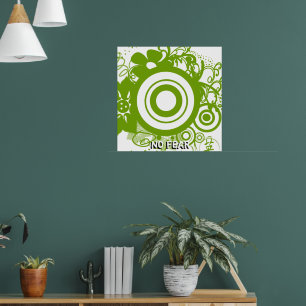 Blomster Cirkel med Kanji för Mod Poster