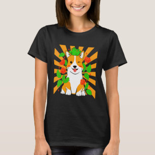 Blomster Corgi Hund T Shirt