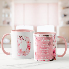 Blomster D Initial Kopp | Personligt Namn & Egensk